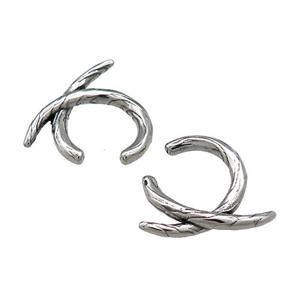 Stainless Steel Clip Earrings Antique Silver, approx 13-15mm