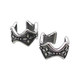 Stainless Steel Clip Earrings Antique Silver, approx 13-15mm