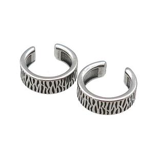 Stainless Steel Clip Earrings Antique Silver, approx 13-15mm