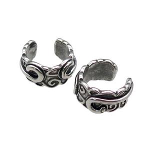 Stainless Steel Clip Earrings Antique Silver, approx 13-15mm