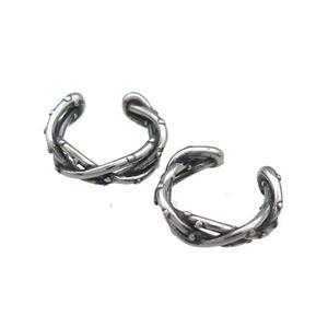 Stainless Steel Clip Earrings Antique Silver, approx 13-15mm