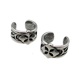 Stainless Steel Clip Earrings Antique Silver, approx 13-15mm