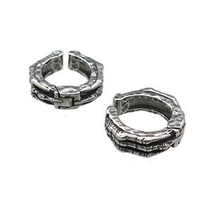 Stainless Steel Clip Earrings Antique Silver, approx 13-15mm