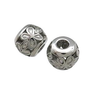 Raw Titanium Steel Round Beads Large Hole Hollow, approx 9-11mm, 4mm hole