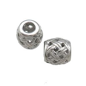 Raw Titanium Steel Barrel Beads Large Hole Hollow, approx 9mm, 4mm hole