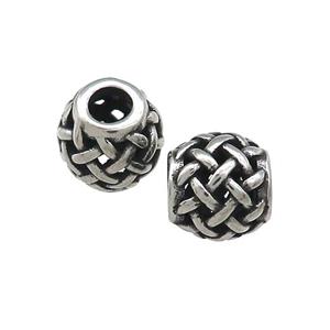 Titanium Steel Round Beads Large Hole Hollow Antique Silver, approx 9-10mm, 4mm hole