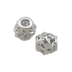 Raw Titanium Steel Round Beads Large Hole Hollow, approx 9-10mm, 4mm hole