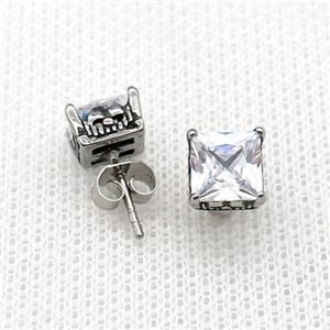 Stainless Steel Stud Earring Pave Rhinestone Antique Silver, approx 8mm