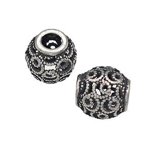 316 Stainless Steel Barrel Beads Hollow Large Hole Antique silver, approx 9-10mm, 4mm hole