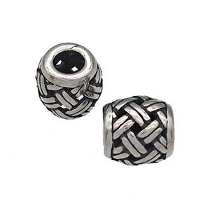 316 Stainless Steel Barrel Beads Hollow Large Hole Antique silver, approx 9-10mm, 4mm hole