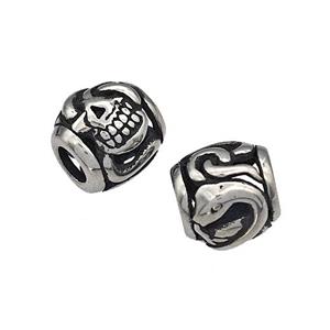 316 Stainless Steel Barrel Beads Hollow Large Hole Antique silver, approx 9-10mm, 4mm hole