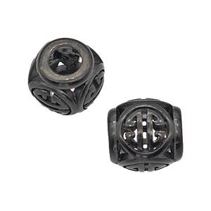 Stainless Steel Barrel Beads Large Hole Hollow Black Plated, approx 9-10mm, 4mm hole