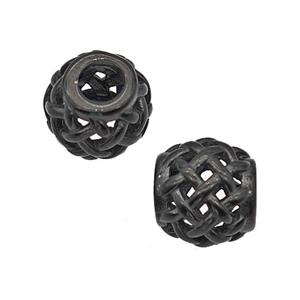 Stainless Steel Round Beads Large Hole Hollow Black Plated, approx 9-10mm, 4mm hole