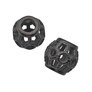 Stainless Steel Barrel Beads Large Hole Hollow Black Plated, approx 9-10mm, 4mm hole