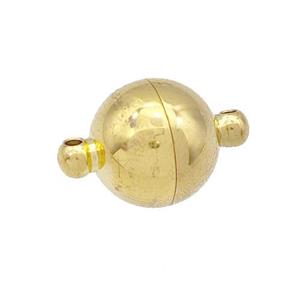 Stainless Steel Magnetic Clasp Round Ball Gold Plated, approx 12mm