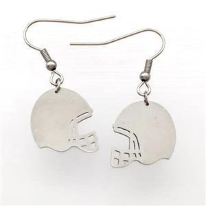 Raw Stainless Steel Hook Earrings Football Helmet Blank, approx 17-18mm