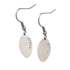 Raw Stainless Steel Football Hook Earrings, approx 9-18mm