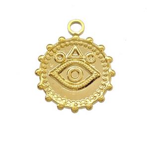 Stainless Steel Eye Charms Pendant Circle Gold Plated, approx 18mm