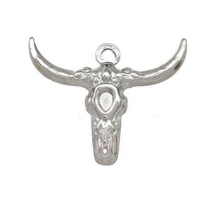 Raw Stainless Steel Bull Head Pendant Cow, approx 20-25mm