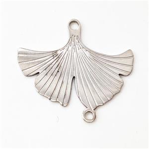 Raw Stainless Steel Ginkgo Leaf Connector, approx 14-20mm