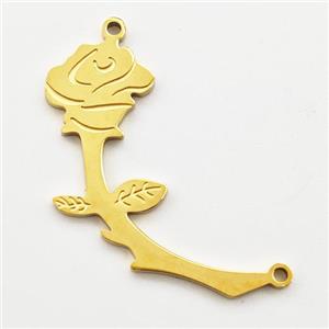 Stainless Steel Rose Flower Pendant 2loops Gold Plated, approx 10-30mm