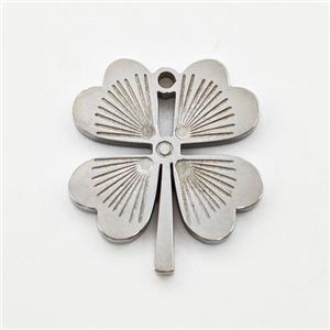 Raw Stainless Steel Clover Pendant, approx 16-18mm