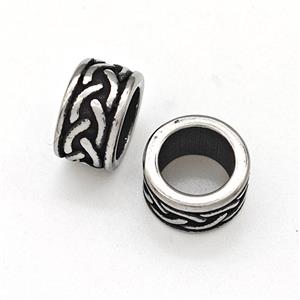 Stainless Steel Rondelle Beads Large Hole Antique Silver, approx 5-9mm, 6mm hole