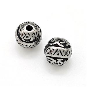 Stainless Steel Round Beads Antique Silver, approx 8mm