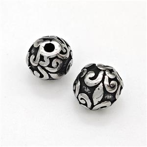 Stainless Steel Round Beads Antique Silver, approx 8mm