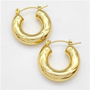 304 Stainless Steel Latchback Earring Gold Plated, approx 7mm, 25mm dia