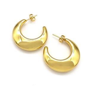 304 Stainless Steel Stud Earring Gold Plated, approx 30mm dia