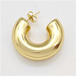 304 Stainless Steel Stud Earring Gold Plated, approx 10mm, 30mm dia