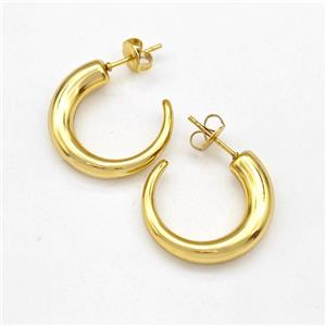 304 Stainless Steel Stud Earring Hollow Gold Plated, approx 5mm, 23mm dia