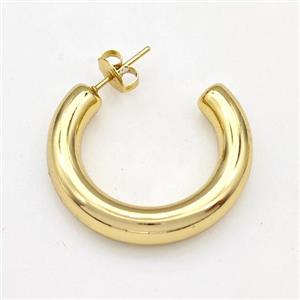 304 Stainless Steel Stud Earring Hollow Gold Plated, approx 6.5mm, 30mm dia