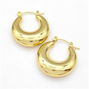 304 Stainless Steel Earring Hollow Gold Plated, approx 25mm dia