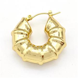 304 Stainless Steel Earring Hollow Gold Plated, approx 9mm, 28mm dia