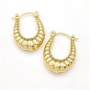 304 Stainless Steel Earring Hollow Gold Plated, approx 18-23mm