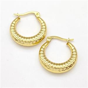 304 Stainless Steel Earring Hollow Gold Plated, approx 22mm dia