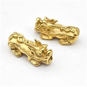Chinese Pixiu Charms Stainless Steel Beads Large Hole Gold Plated, approx 13-27mm, 3mm hole
