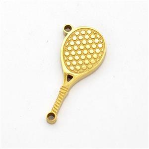 Tennis Racket Charms Stainless Steel Pendant Sports Gold Plated, approx 7-16.5mm