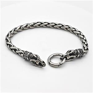 304 Stainless Steel Bracelet Antique Silver, approx 9-22mm, 18mm, 6mm, 17cm length