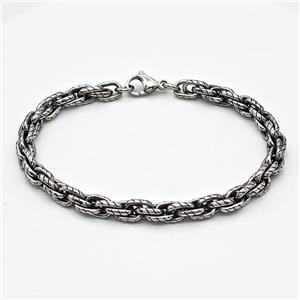 304 Stainless Steel Bracelet Antique Silver, approx 6mm, 17cm length