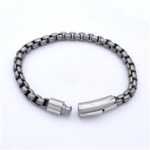 304 Stainless Steel Bracelet Antique Silver, approx 8-30mm, 6mm, 17cm length