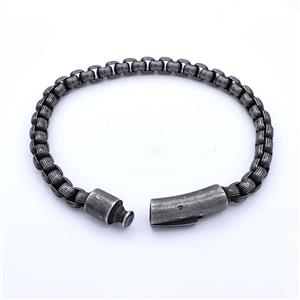 304 Stainless Steel Bracelet Antique Black, approx 8-30mm, 6mm, 17cm length