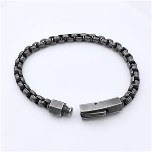 304 Stainless Steel Bracelet Antique Black, approx 8-30mm, 6mm, 17cm length