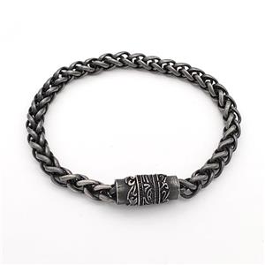 304 Stainless Steel Bracelet Antique Black, approx 10-20mm, 6mm, 19cm length