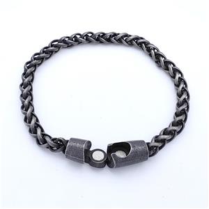 304 Stainless Steel Bracelet Antique Black, approx 10-20mm, 6mm, 19cm length