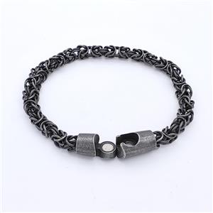 304 Stainless Steel Bracelet Antique Black, approx 10-30mm, 6mm, 19cm length