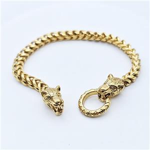 304 Stainless Steel Leopard Bracelet Gold Plated, approx 13-25mm, 19mm, 6mm, 17cm length