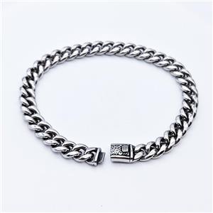 304 Stainless Steel Bracelet Antique Silver, approx 8-20mm, 8mm, 20cm length